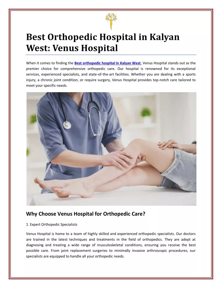 best orthopedic hospital in kalyan west venus