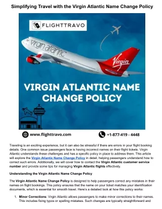Simplifying Travel with the Virgin Atlantic Name Change Policy