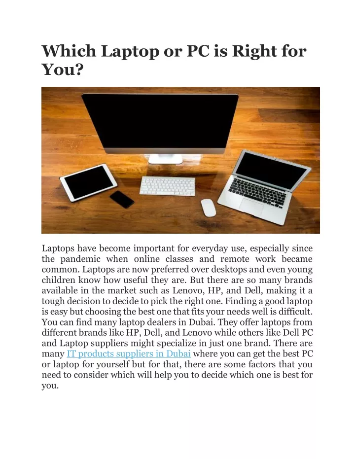 which laptop or pc is right for you