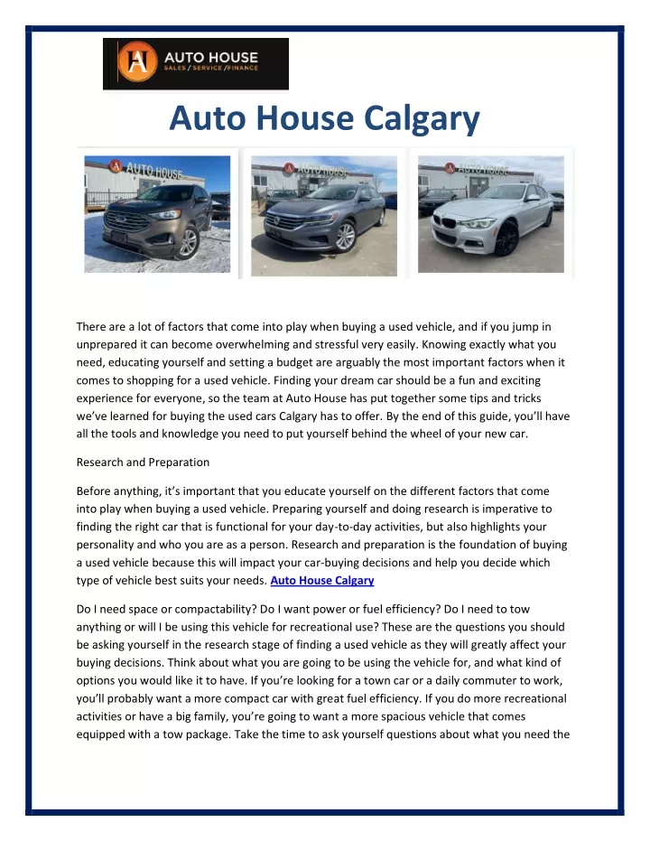 auto house calgary