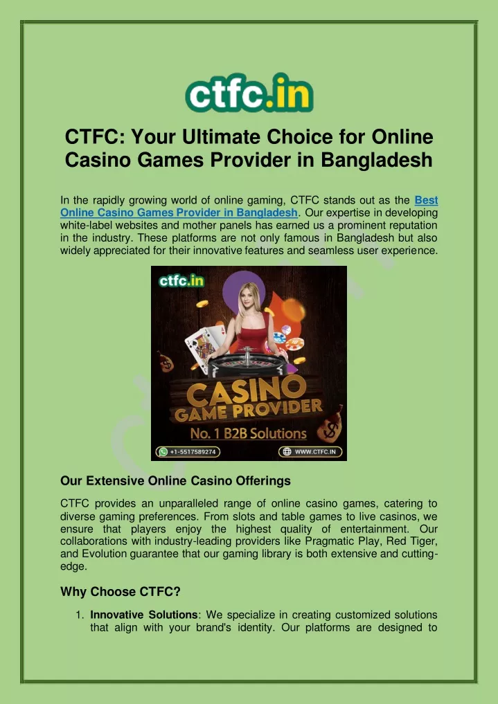 ctfc your ultimate choice for online casino games