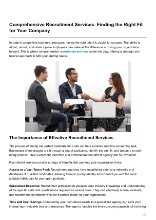 comprehensive recruitment services finding