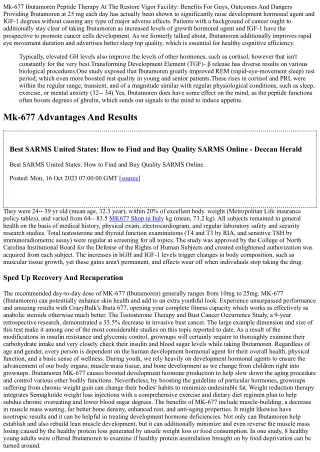 Mk-677, An Orally Active Growth Hormone Secretagogue, Turns Around Diet-induced