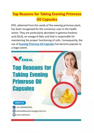 Top Reasons for Taking Evening Primrose Oil Capsules