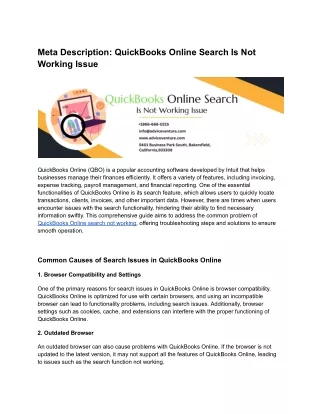 QuickBooks Online Search Is Not Working Issue