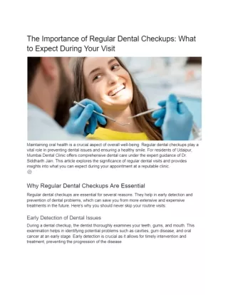 The Importance of Regular Dental Checkups_ What to Expect During Your Visit