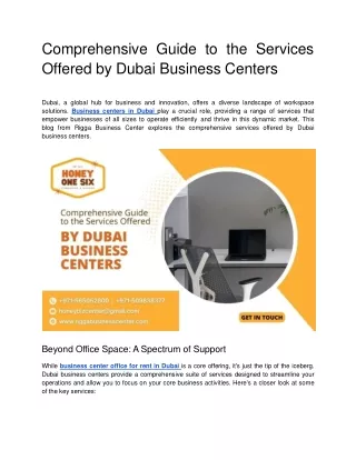 Comprehensive Guide to the Services Offered by Dubai Business Centers