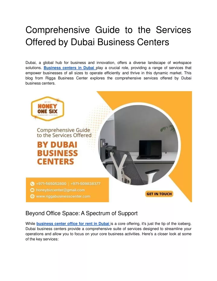 comprehensiv e guid e t o th e service s offered by dubai business centers