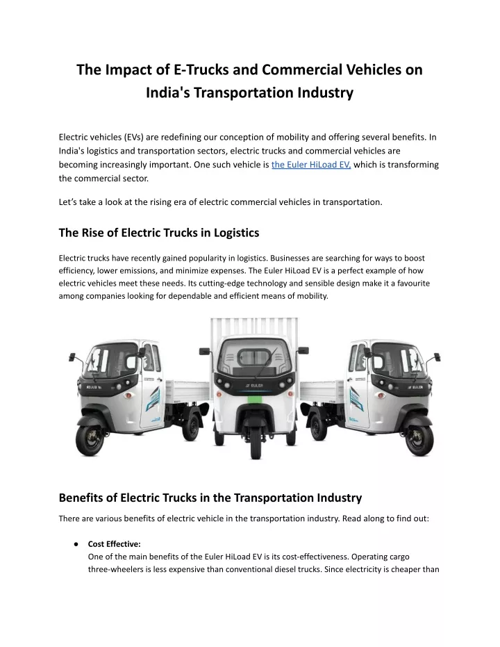 the impact of e trucks and commercial vehicles