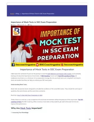 Importance of mock test in SSC exam preparation