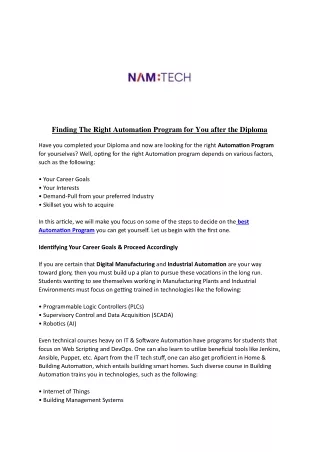 finding the right automation program