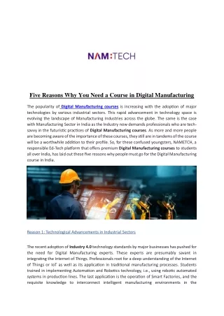 five reasons why you need a course in digital