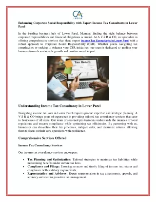 Boost Your Company's CSR Efforts with Leading Income Tax ConsultantsLowerparel