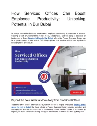 How Serviced Offices Can Boost Employee Productivity_ Unlocking Potential in Bur Dubai