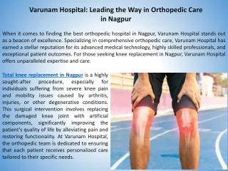 Varunam Hospital Leading the Way in Orthopedic Care in Nagpur