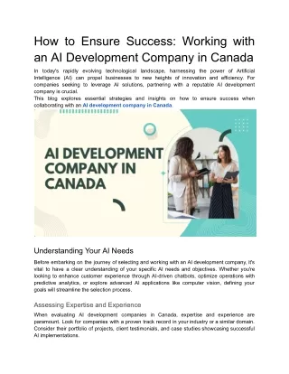How to Ensure Success_ Working with an AI Development Company in Canada