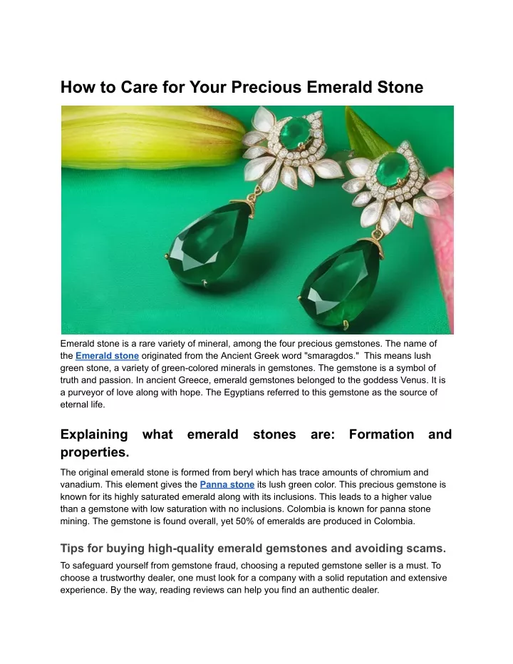 how to care for your precious emerald stone