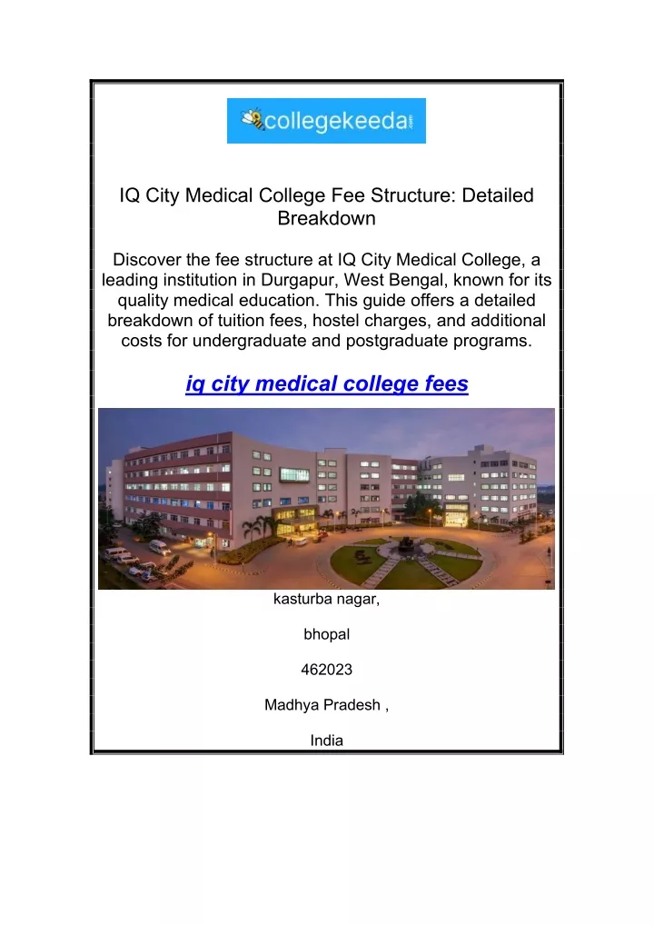 Ppt Iq City Medical College Fee Structure Detailed Breakdown