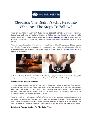 Choosing The Right Psychic Reading