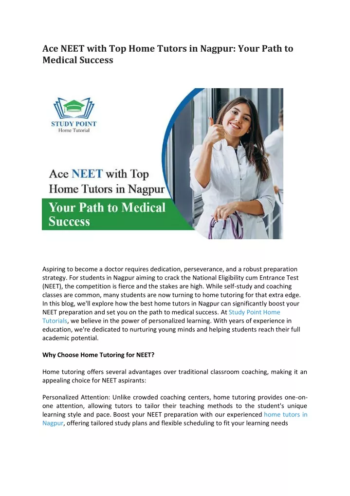 ace neet with top home tutors in nagpur your path