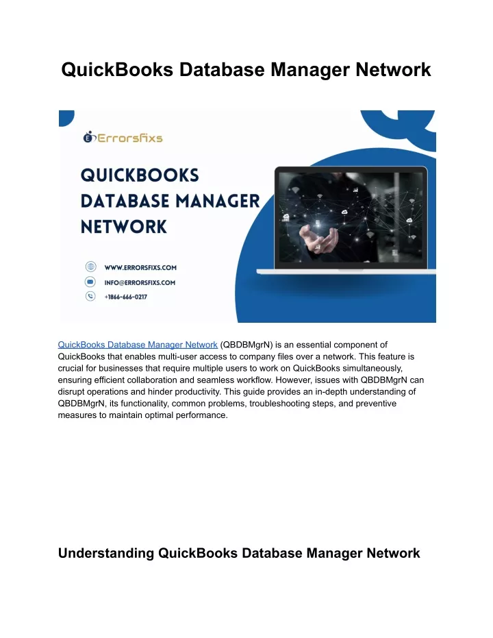 quickbooks database manager network