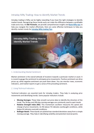 Intraday Nifty Trading How to Identify Market Trends