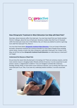 how chiropractic treatment in west edmonton