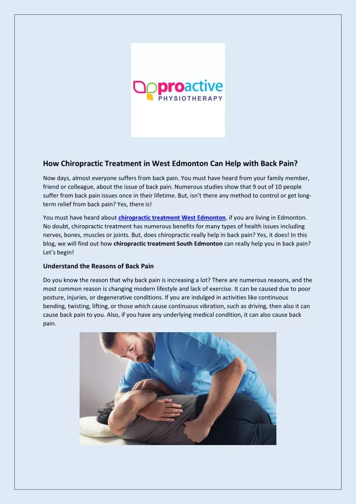 how chiropractic treatment in west edmonton