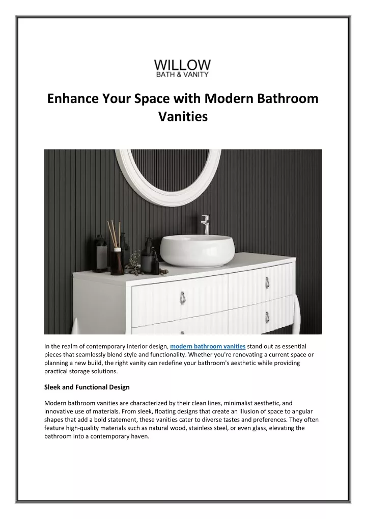 enhance your space with modern bathroom vanities