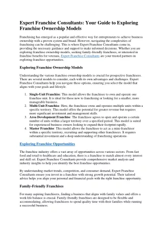 expert franchise consultants your guide