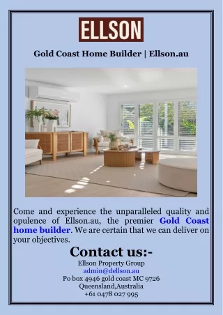 Gold Coast Home Builder  Ellson.au