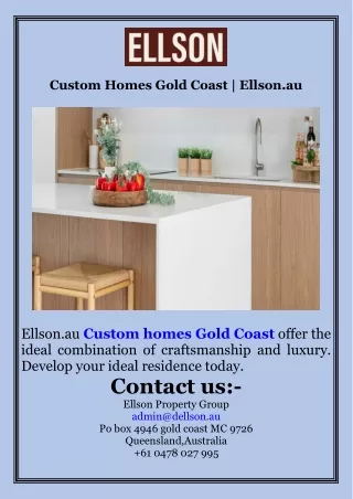 Custom Homes Gold Coast  Ellson.au