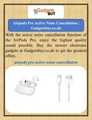 Airpods Pro Active Noise Cancellation  Gadgetsbuy.co.uk