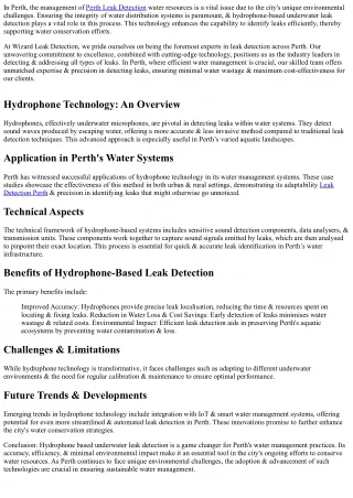 Innovative Underwater Leak Detection with Hydrophones Solutions in Perth