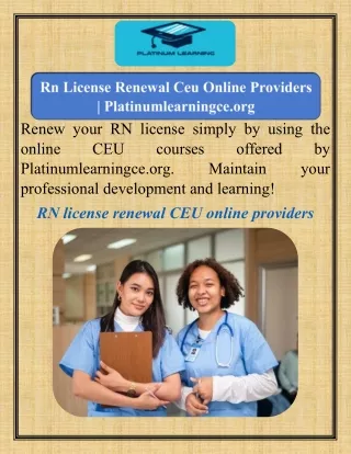 Rn License Renewal Ceu Online Providers  Platinumlearningce.org