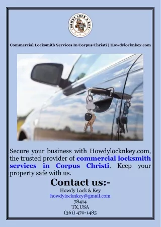 Commercial Locksmith Services In Corpus Christi  Howdylocknkey.com