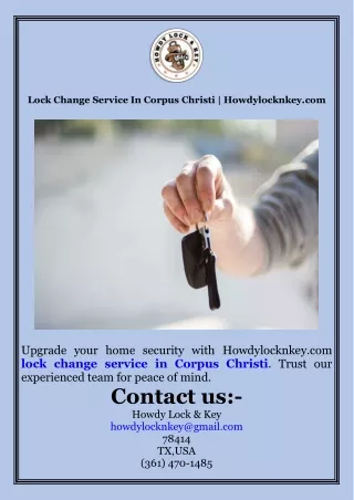 Lock Change Service In Corpus Christi  Howdylocknkey.com