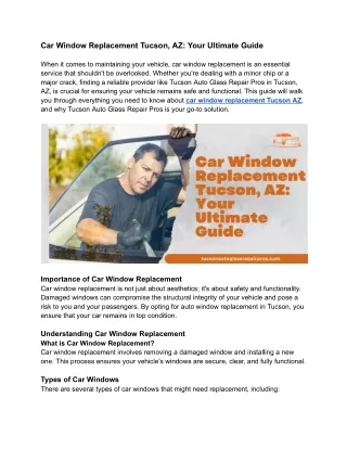 Car Window Replacement Tucson, AZ_ Your Ultimate Guide