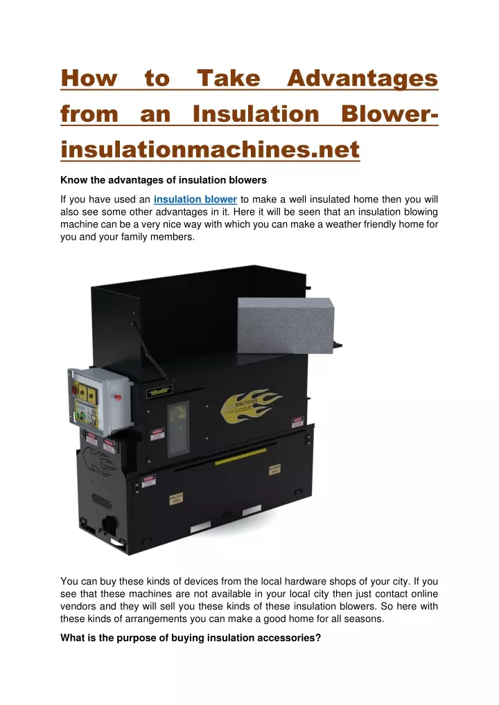 how to take advantages from an insulation blower