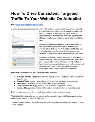 How To Drive Consistent Targeted Traffic To Your Website On Autopilot?