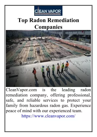 Top Radon Remediation Companies