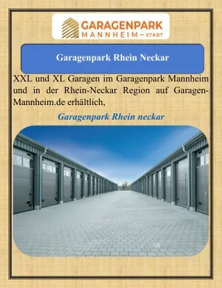 Garagenpark   Rhein   Neckar