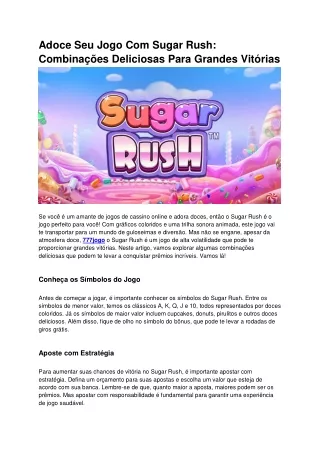 Adoce Seu Jogo Com Sugar Rush: Combinações Deliciosas Para Grandes Vitórias