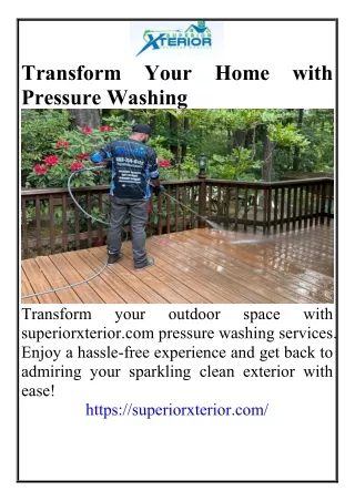 Transform Your Home with Pressure Washing