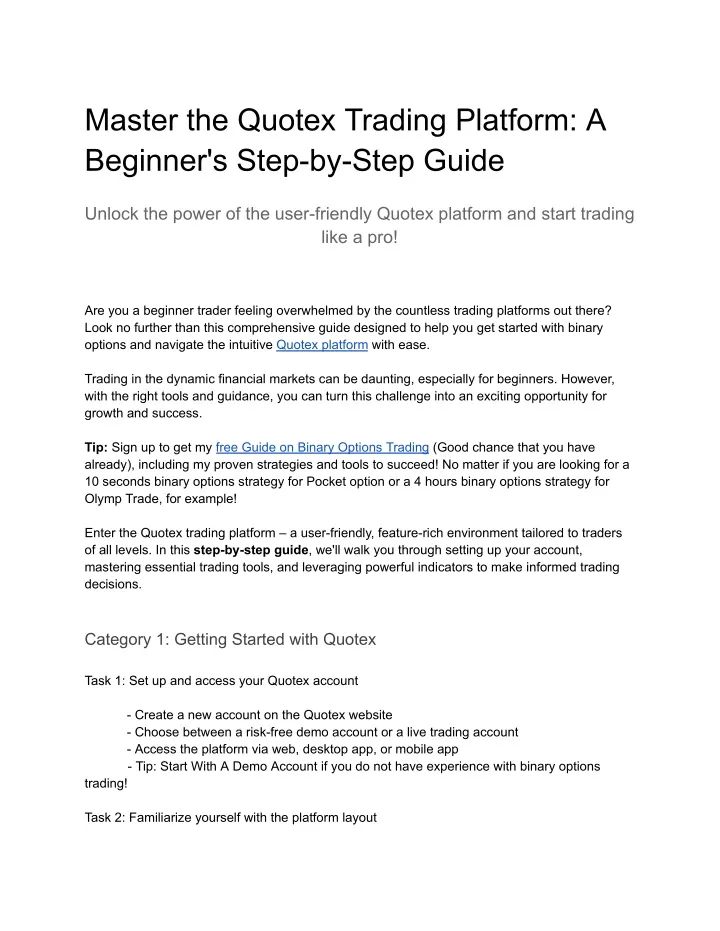 master the quotex trading platform a beginner