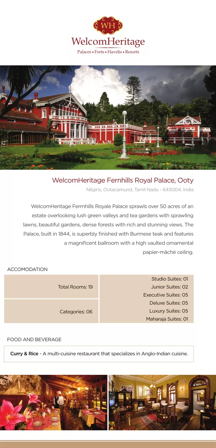 welcomheritage fernhills royal palace ooty