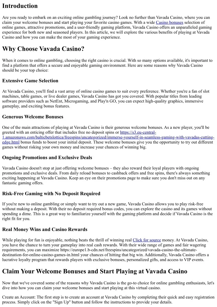 Wprowadzenie do kasyna Vavada