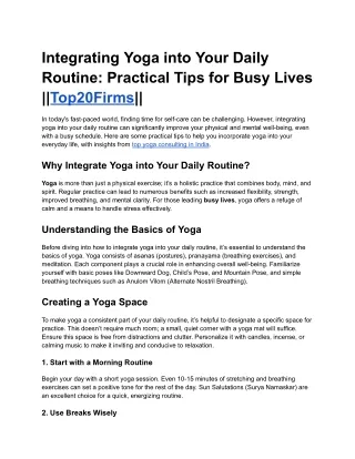 Integrating Yoga into Your Daily Routine_ Practical Tips for Busy Lives __Top20Firms__