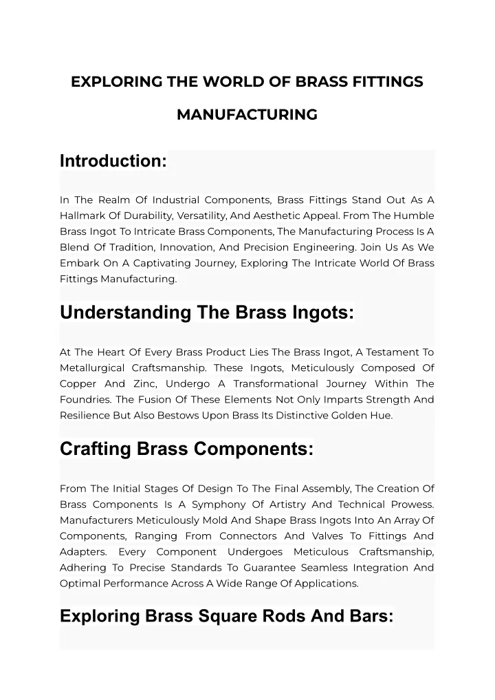 exploring the world of brass fittings