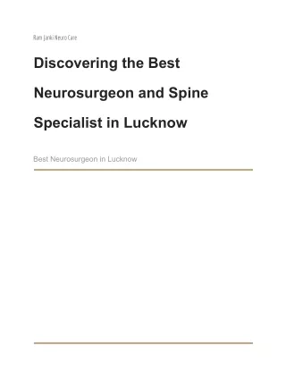 Best Neurosurgeon in Lucknow
